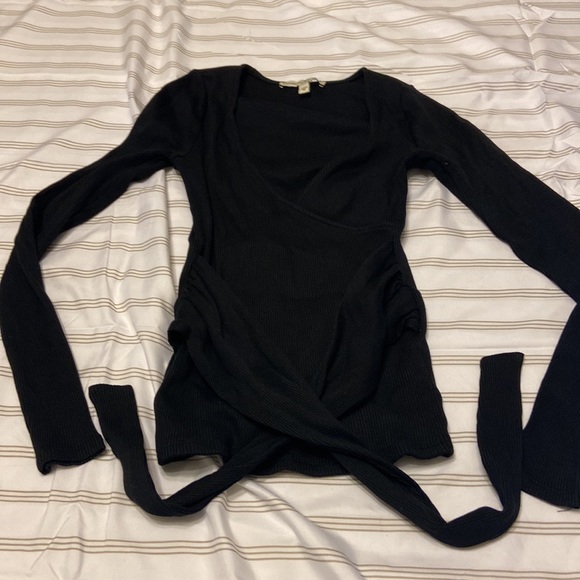 Express One Eleven Ribbed Surplice Tie Front Top - Picture 3 of 3